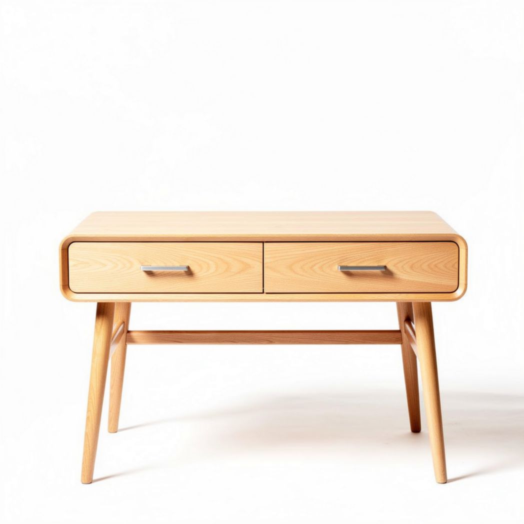 Houten bureau met twee lades 120 x 60 x 75 cm in naturel kleuren