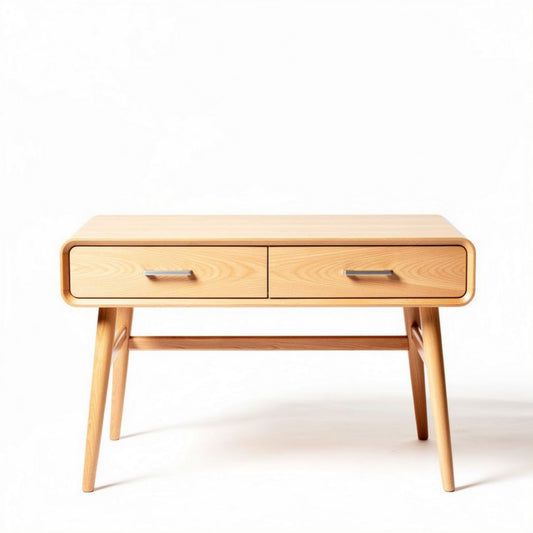 Houten bureau met twee lades 120 x 60 x 75 cm in naturel kleuren