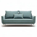 Drie-zits bank van stof in blauw met metalen poten en kussens 180 x 80 x 75cm