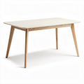 Eettafel van hout met een wit blad 120 x 80 x 75cm