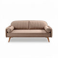 Bank van stof met hoepel kussens in bruin 190 x 80 x 85cm