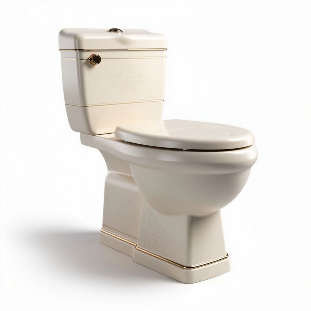 Witte toiletpot met elegante details van keramiek en messing 70 x 40 x 80cm