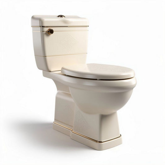 Witte toiletpot met elegante details van keramiek en messing 70 x 40 x 80cm
