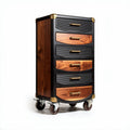 Houten ladekast met wielen 45 x 30 x 85cm en zwarte randen