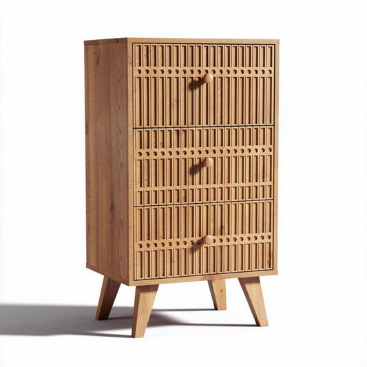 bamboe kast met drie lades voor opslag 80 x 40 x 120cm naturel bruin