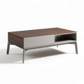 Houten salontafel met metalen poten en opberglade 120 x 60 x 40cm